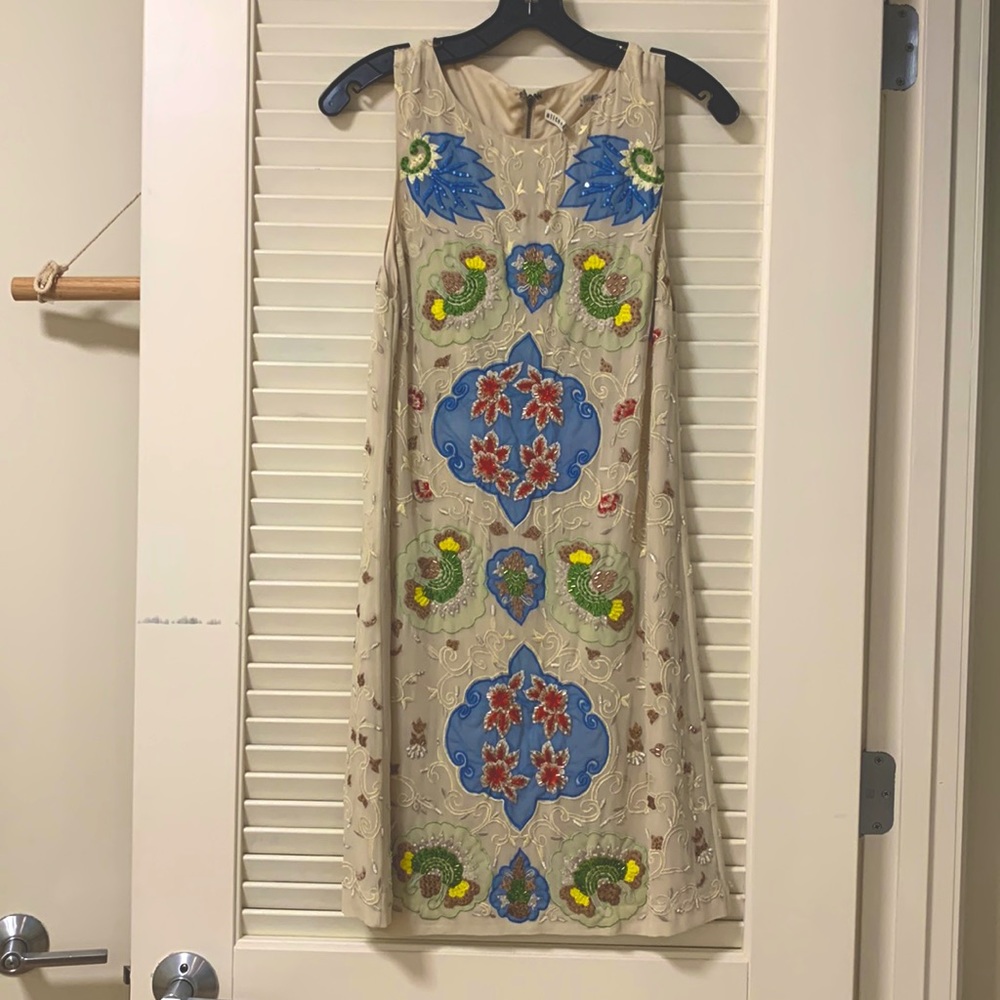 Alice + Olivia - embellished silk dress with slit layer inside